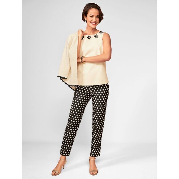Talbots RSVP Womens Size 6 Black White Polka Dot Ankle Pants - Picture 1 of 8